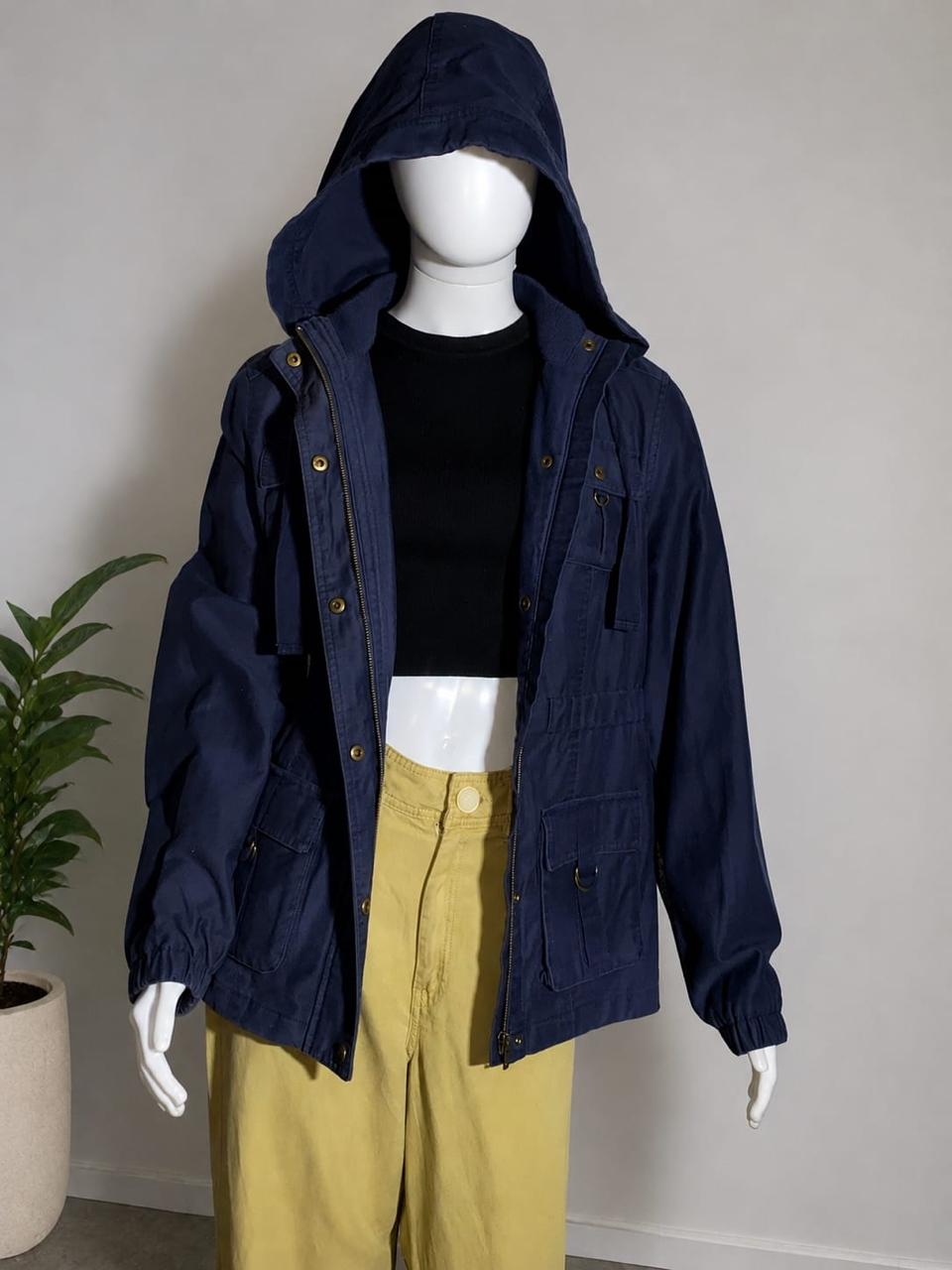 Parka Mujer Azul Marino con Capucha